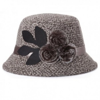Lemontrip Womens Vintage Wool Felt Cloche Bucket Bowler Hat Winter Crushable - Light Brown - CF189ZO05GA