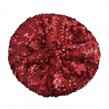 ACTLATI Fashion Women Bright Beret Sequin Beanie Hat Cap Girls Vintage Classic Shining Headwear - Red - C81863CMM23