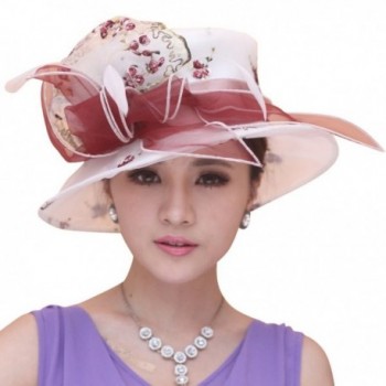 June's Young Women Sun Hat Elegant Handmade Embroidered Flowers White - C111O9OE777