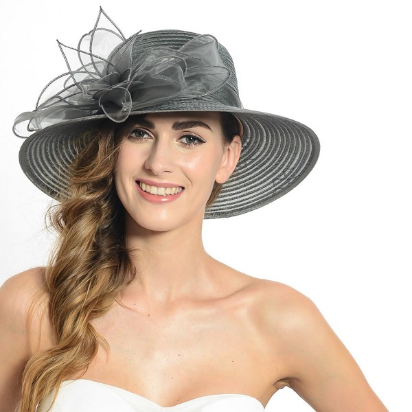HISSHE Fanny Lightweight Kentucky Derby Church Dress Wedding Hat S052 (Gray) - CS11WLHV0T7