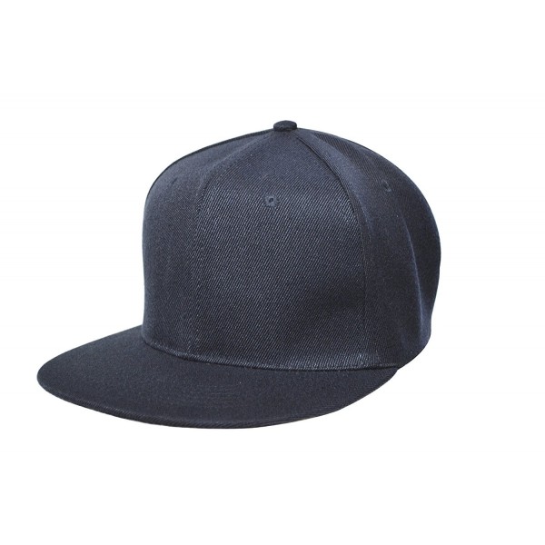 Unisex Adult Men Women Flat Bill Hat Plain Adjustable Snap Back 6 Panel Baseball Cap DF-3050 - Navy - CP1855A4RCE