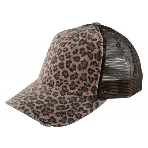 G Women's Low Profile Soft Structured Canvas Leopard Trucker Cap Brown - CZ11UJ6815D