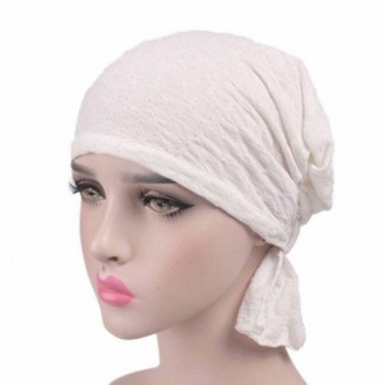 Fabal Women Cancer Chemo Hat Beanie Scarf Turban Head Wrap Cap - White - CX184XXMCIQ