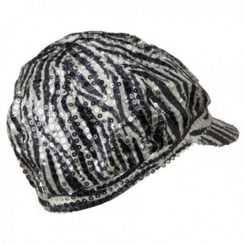 Zebra Sequin Newsboy Cap Black