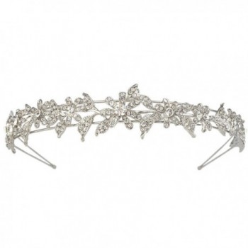 EVER FAITH Silver-Tone Austrian Crystal Elegant Bridesmaid Flower Hair Band Clear - CR11JOLD109