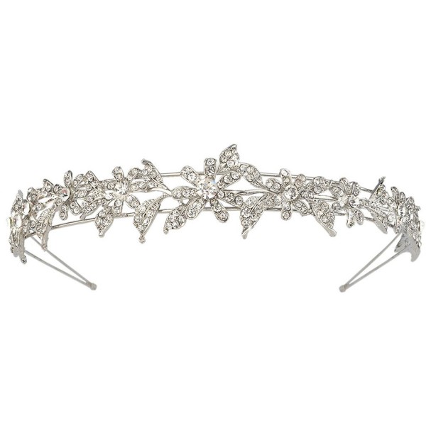 EVER FAITH Silver-Tone Austrian Crystal Elegant Bridesmaid Flower Hair Band Clear - CR11JOLD109