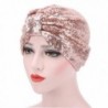 Highpot Women Muslim Flowers Sequins Hat Chemo Cap Head Scarf Wrap Hijib Cap - Beige - C2185387KT4