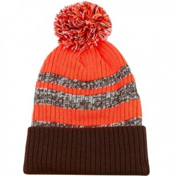 HAT DEPOT Striped Cuffed Brown Orange