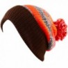 HAT DEPOT Striped Cuffed Brown Orange in Women's Skullies & Beanies