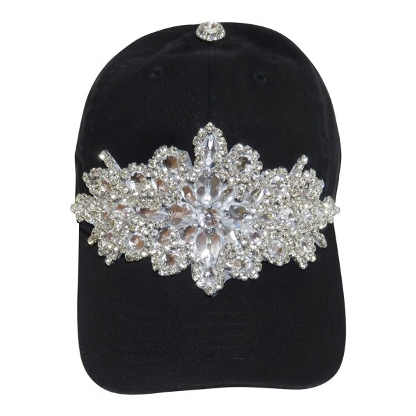 Rhinestone Large Motif Cotton Baseball Cap Fashion - Black - CQ12EDMFAU1