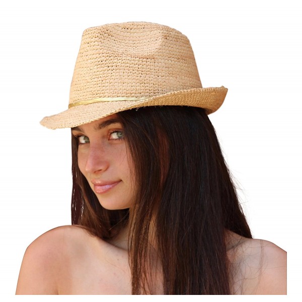 Palms & Sand Melrose Fedora Women's Sun Hat- Beach Hat (Natural) - CZ12HG5P0LR