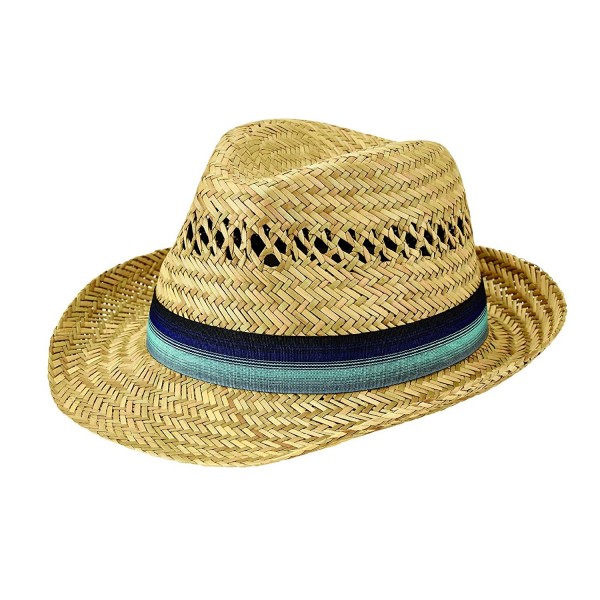 San Diego Hat Company Men's Ombre Band Seagrass Fedora Hat - Natural - CM12MZDK4XY