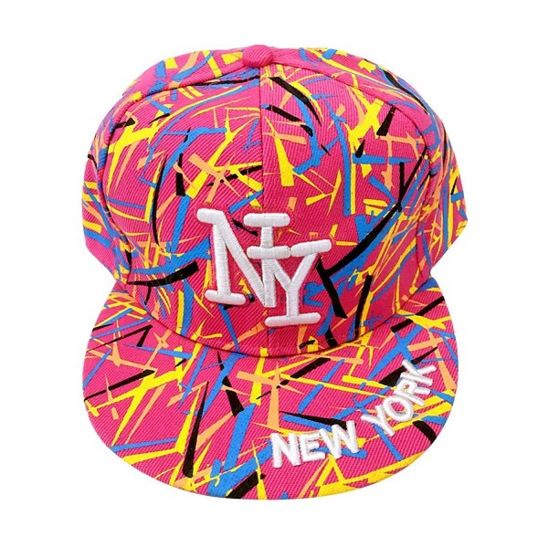 pleasance Snapback Men Women Baseball Cap Flat Bill Hat Adjust Hip Hop Outdoor Dance Cotton - Pink/Ny - C51862G739E