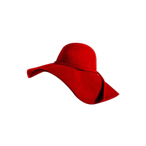 Luxury Divas Wide brimmed Wool Floppy Hat - Red - CB111OSXWFJ