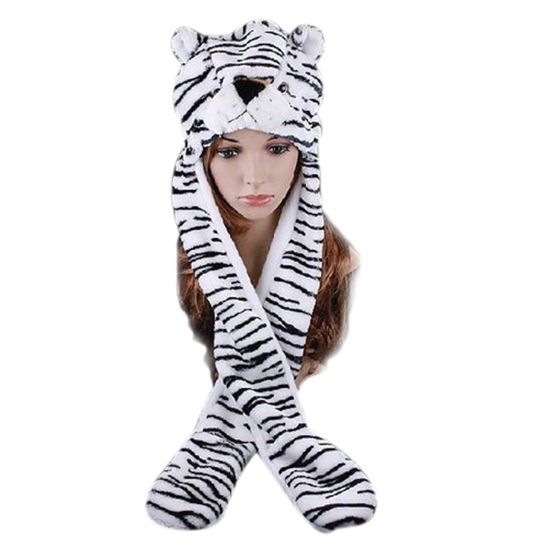 TopTie Girls Animal Design Winter Thermal Hat With Ears - Tiger- White Tiger - White Tiger - CV11PI1G32R