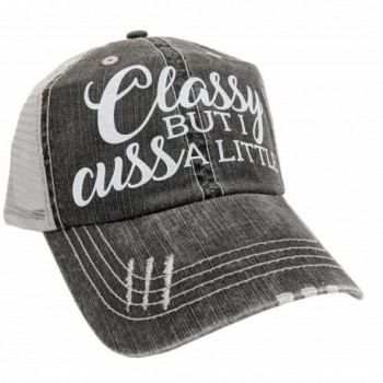 Loaded Lids Women's Classy but I Cuss a Little Bling Baseball Cap - Grey/White - CC1838XG7UO