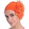 YI HENG MEI Women's 2 Pack Elegant Soft Chiffon Pleated Flower Muslim Turban Cap Chemo Cap Nightcap - Orange - CP1820LKGHD