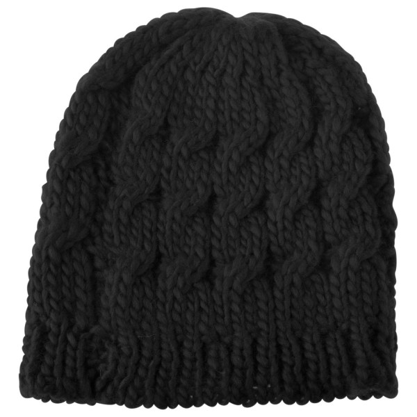 Zodaca Warm Chunky Soft Stretch Cable Women Knit Slouchy Beanie Skully Crochet Hat - Black - C912BGVBZZ7