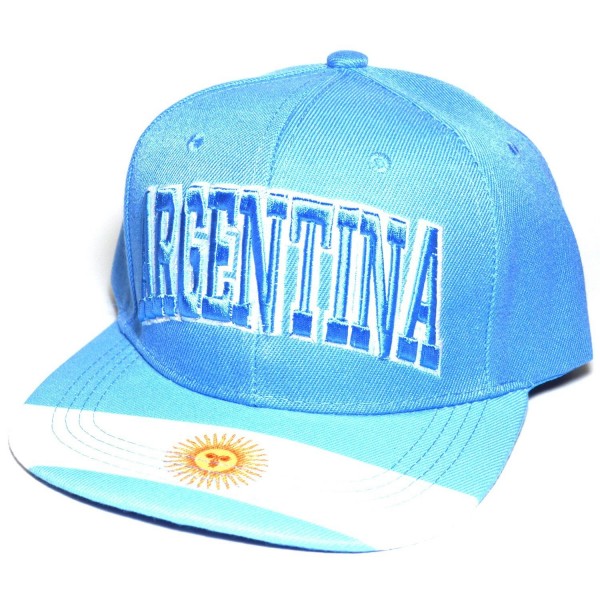 Country Flag National Embroidered Snapback Flat Bill Cap Baseball Hat AYO3024 - Argentina - CD187COROY8