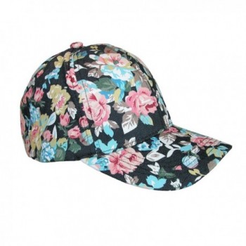 David & Young Floral Black Cap- One Size 100% Cotton Hat - C617XMHY0TG