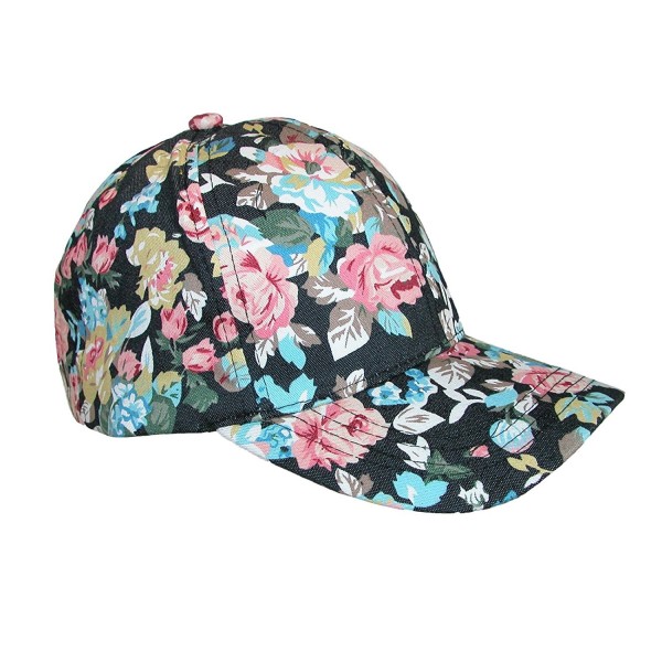 David & Young Floral Black Cap- One Size 100% Cotton Hat - C617XMHY0TG