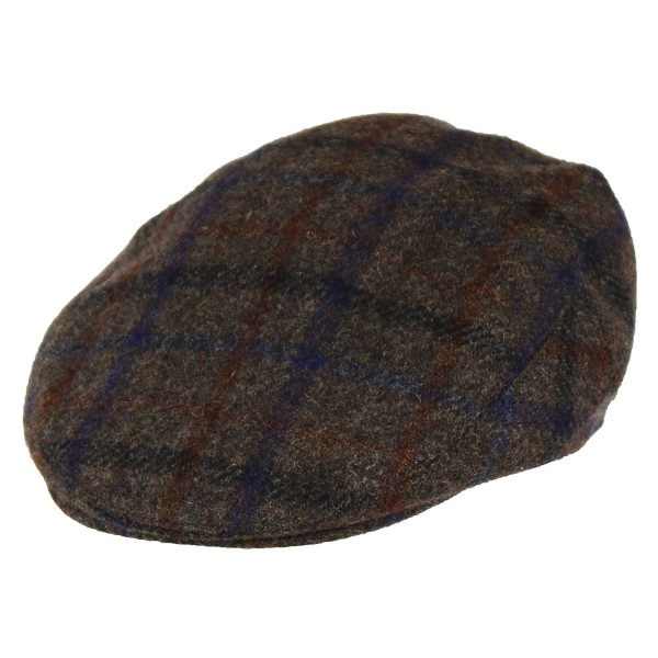 100% Wool Men's Grey Plaid Winter Irish Ivy Cabbie Hat - Lightweight Flat Cap - C4185XMZCC2