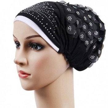 potato001 Women Islamic Muslim Stretch Turban Hat Hair Loss Cover Scarf Hijab Chemo Cap - Black - CS1879L2ZY5