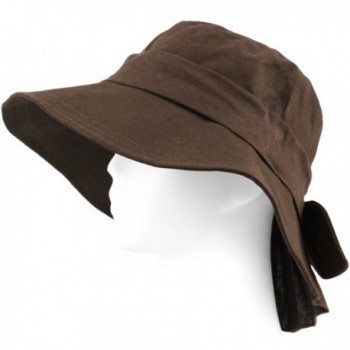 Packable Summer Beach Sun Hat - Soft Wide Brim - Linen Blend - Brown - C9128M799U1
