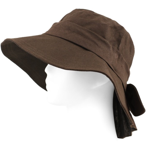 Packable Summer Beach Sun Hat - Soft Wide Brim - Linen Blend - Brown - C9128M799U1
