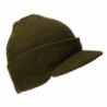 THS Knit Jeep Watch Cap Visor Beanie Ski Cap (One Size- Olive Green) - CR129TTOGGX