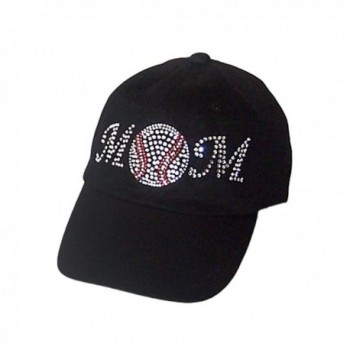 Baseball Mom Rhinestone Black Baseball Hat Cap Visor - CU113PHKWDR