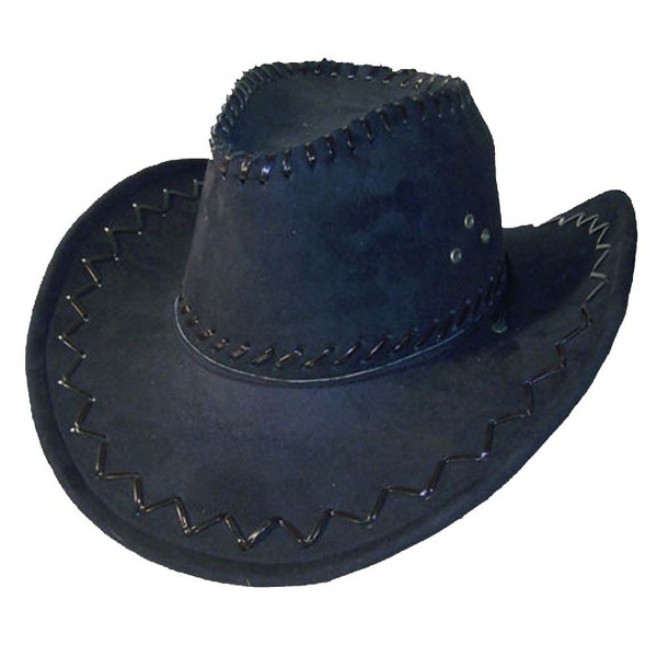Deluxe Black Simulated Suede Leather Men or Womens Western Style Cowboy / Cowgirl Hat - CP11R306RGX