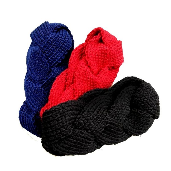 Mellons Women's Cable Knit Empty Headband Bow Knot Beanie Headband Wrap Ear Warmer - Blue Black Red - CM188S567Y8