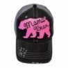 Glitter Mama Bear Distressed Look Grey Trucker Cap Hat Fashion - Neon Pink Glitter - C0182ST44T6