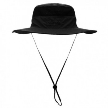Home Prefer Men's Sun Hat UPF 50+ Wide Brim Bucket Hat Windproof Fishing Hats - Black - CT12DS764RB