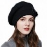 SOMALER Winter Women French Beret 100% Angora Wool Beret Beanie - Black - C6188AZMN5N