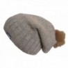 YUTRO Fashion Women's Wool Slouchy Fleece Lined Winter Beanie Hat with Rabbit Pom - Brown - CL11RO4U8MH