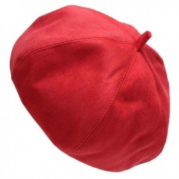 JYS Women's Suede Fabric French Style Beret Warm Beanie Hat Cap - Red - CM12N1VL5IA