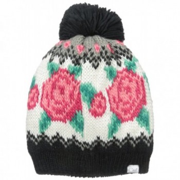 Coal Women's The Rose Wallpaper Knit Hat With Pom - Black - CV11J44V09Z