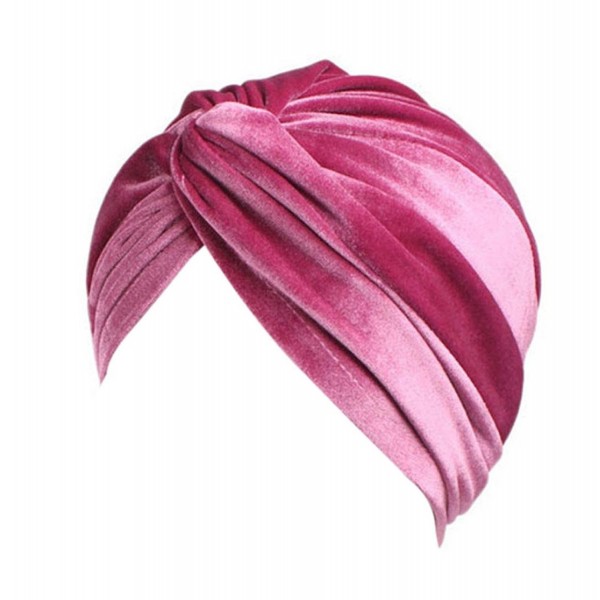 Chemo Hats- Witspace Women Velvet Cancer Chemo Hat Beanie Scarf Turban Head Wrap Caps - Pink - CG185GACIWL