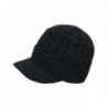 Dahlia Women's Soft & Warm Velour Lined Cable Knit Visor Cap Hat - Black - CM186ONDNTT