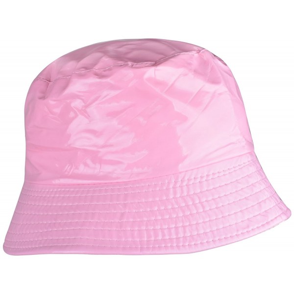 WDSKY Outdoor Women's Rain Hats Rain Hats For Ladies Bucket Hat Womens brimmed Hat - Solid Pink - CU185U9HXMH