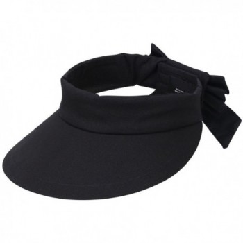 EPGU Women's Sportswear Sweat Absorbent Visor Hat w/Ribbon Bow - Black - C618C5UIYEY