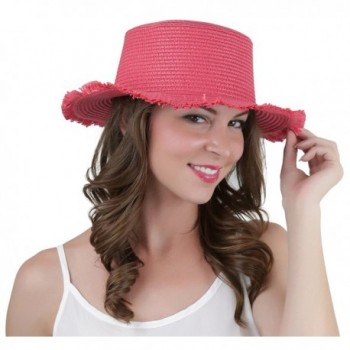 ToBeInStyle Women's Flaky Woven Straw Rim Summer Hat - Red - CX184SRL4HG