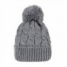 WITHMOONS Knitted Twisted Cable Bobble Pom Beanie Hat Slouchy AC5474 - Grey - CF12N7XOHTW