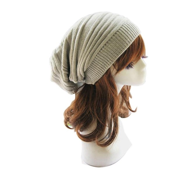 SMYTSHOP Hot!Unisex Knit Baggy Beanie Beret Winter Warm Oversized Ski Cap Hat - Beige - CQ1842525AN