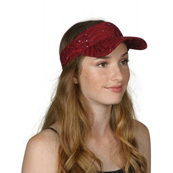 TOP HEADWEAR TopHeadwear Glitter Sequin Visor Hat (Various Colors) - Red - CC11V7THSM3