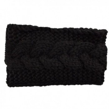 Wiipu Winter Ear Headwrap Crochet Knitted Headband Hairband(n1266) - Black - C7120P82MGD