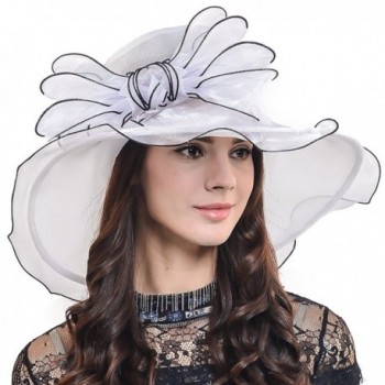 F&N STORY Two-Tone Tea Party KT Derby Church Hat Wedding Dress Hat Bridal Shower 037db - Bowknot-white - CT12ESV7HSB