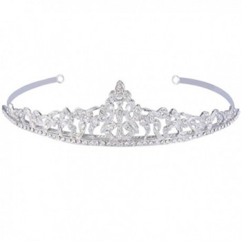 EVER FAITH Women's Austrian Crystal Party Fashion Floral Bridal Hair Band Clear Silver-Tone - C711RSDTM5N